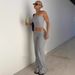 2025 Spring Solid Color Tube Top Blouse Flared Long Pants Fashion Slim Fit Women's Outfit Set_ecoleips.com