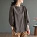 Chic Youthful Casual Three-Quarter Sleeve Top, Versatile Spring/Summer Artistic Vintage Versatile Short-Sleeve T-Shirt F_ecoleips.com