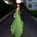 Elegant Women Solid Maxi Dress Classic Crew Neck Long Sleeve Open Back Design High Split Slimming Long Party Dress_ecoleips.com