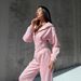 European American Style Autumn Winter Women's Solid Color Waist Cinch Hooded Sweatshirt And Sports Casual Long Pants_ecoleips.com