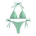 Women's Striped Bikini Set – Sexy Triangle Top & Adjustable Ties (Hot Spring & Beach Swimwear)_ecoleips.com