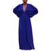C8538 Cross-border Plus-size Women's Summer European And American V-neck Bat-sleeve Loose Casual Pleated Foreign_ecoleips.com
