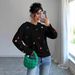 Women's Clothing Stylish 3D Heart Jacquard Hooded Sweater - Soft Acrylic Knit Pullover With Embroidery Detail, Loose Fit Long Sleeve Top For Women_ecoleips.com