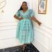 Women's Clothing Mesh Embroidered Dress Lace V Neck Dress_ecoleips.com