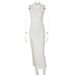 2026 Women's Sleeveless Midi Skirt round Neck Slit Design European And American Fashion Cross Border Style_ecoleips.com