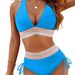 Deep V Tight Split Swimsuit High Waist Bikini for Women Sexy European And American Style Hot Foreign Trade Swimwear_ecoleips.com