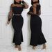 Women's Clothing Women's Fashion Elegant Mesh Splicing Tops Long Skirt Suits_ecoleips.com