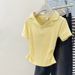 Women's Clothing Short Sleeved T Shirt Women's Summer New Niche Waist Straight Shoulder Slimming Short Top_ecoleips.com