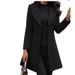 Long Lapel Slim Solid Color Slim Women's Woolen Coat Coat_ecoleips.com