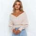 Women's Oversized Knit Sweater Soft Casual Long Sleeve Pullover Top With Lantern Sleeves - Spring Fashion Solid Color Loose Fit Tunic For Daily Wear _ecoleips.com