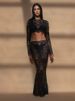 K New Slim Fit Hollow Lace Top+skirt Two-piece Set_ecoleips.com