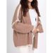 Women's Knit Cardigan With V-Neckline For Autumn/Winter, Loose-Fitting And Versatile, Featuring College-Style Color Cont_ecoleips.com