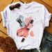 Eurean And American Cross-border Foreign Trade Clothing 3D Nail Polish Print Round Neck Short-sleeve Women's T-shirt_ecoleips.com