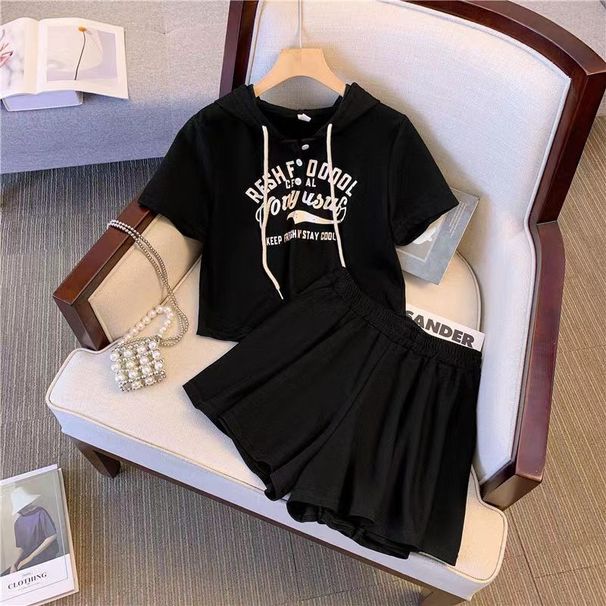 Women's Clothing Short Sleeved Shorts Slimming Leisure Sports Suit Fashionable Two Piece Suit_ecoleips.com