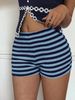 Stylish Women's Low Waist High Elastic Striped Shorts - Summer Fashion Stretch Shorts For Casual & Beach Wear_ecoleips.com
