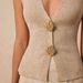 2025 European And American Spring/Summer Women's Elegant Solid Color V-neck Knit Vest With Shell Buttons_ecoleips.com