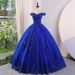 Blue Evening Gown For Adults New Style Off Shoulder Ballroom Skirt Catwalk Art Exam Hostess Colorful Gauze Dress Women_ecoleips.com