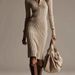 Sunken Stripe Lapel Long Sleeve Slim-Fit Solid Color Dress For Women_ecoleips.com