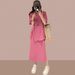 Women's Summer Fashion Set, Tummy Covering Slimming Skirt Two-Piece Set For Plus Size Women 1.0-150kg_ecoleips.com