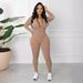 M3112 New Autumn/Winter European And American . Cross-Border Product Ribbed Zipper Sports Jumpsuit_ecoleips.com