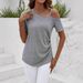 Women's Summer One Shoulder T-Shirt Short Sleeved Halter Top European American Style Revealing Collarbone Irregular Fit_ecoleips.com