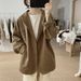 Women's Cotton Blazer With Suit Collar, New Spring/Autumn Style, Loose Fit, Slimming, Simple Korean Version, Long_ecoleips.com