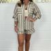 Women’s Striped Shirt & Shorts Set – Stylish Spring/Summer Two-Piece Outfit (White/Black/Pink/Blue, S-5XL)_ecoleips.com