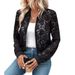 Spring 2025 New Elegant Women's Jacquard Lace Perspective Zipper Short Jacket Top Coat_ecoleips.com