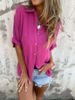 Verve 2025 Spring Summer Women Turn-down Collar Casual Blouse Tops Ladies Button Shirt_ecoleips.com