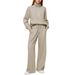2025 European And American Women's Two-Piece Oversized Half-Zip Sweatshirt Wide-Leg Sweatpants Casual Set_ecoleips.com