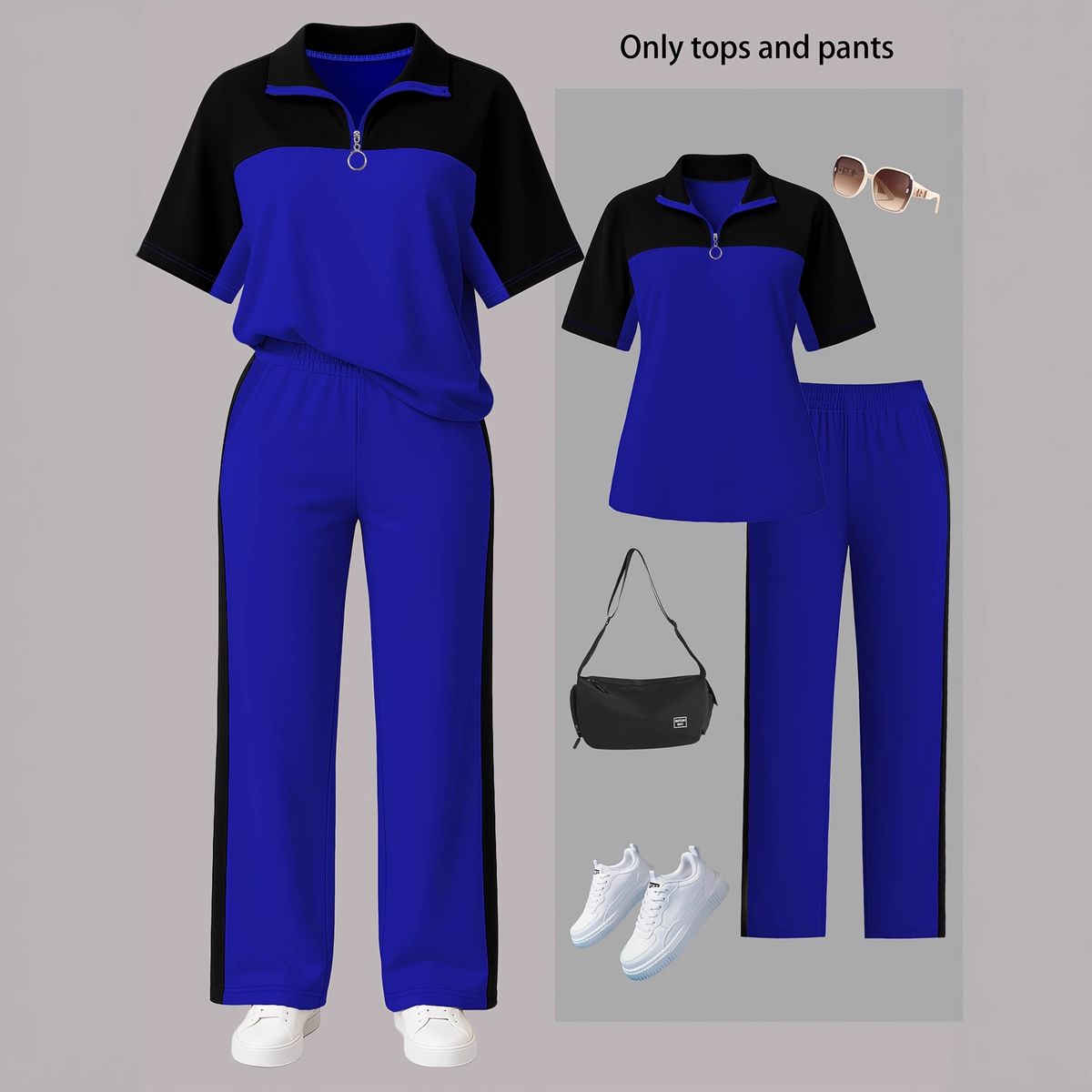 Stylish Two-Piece Wide Leg Jogger Set For Women - Comfortable Autumn Casual Outfit With Flattering Fit_ecoleips.com