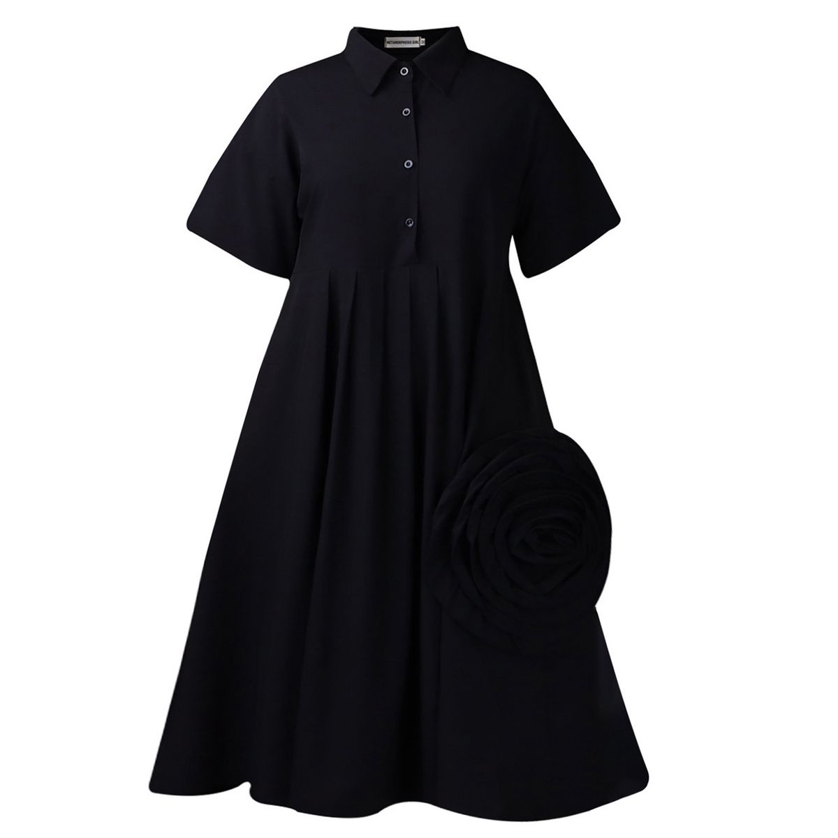 Women's Clothing Short Sleeve Solid Color A-Line Skirt African Shirt Dress American Style_ecoleips.com