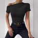 Women's Clothing Slim Pleated Irregular Short Sleeved T Shirt Top_ecoleips.com