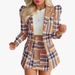 Elegant Printed Women's Suit Set - Office Wear Blazer & Skirt, Flattering Fit, Spring/Autumn Fashion_ecoleips.com