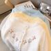 Women's Clothing Style Women's Sweater Cardigan Soft Cozy Floral Embellished 3D Round Neck Top For Autumn Winter Fashion_ecoleips.com