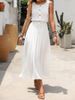 Women's Retro Vacation Sleeveless Dress Tropical Floral Button Down Waist Long Dress_ecoleips.com