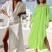 FD1038 In Stock 2024 Spring New Women's Solid Color Turn-down Collar Mid-length Vacation Cotton-linen Shirt Dress_ecoleips.com