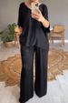 Women's Solid Color Silk V Neck Casual Suit Summer Style_ecoleips.com