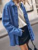 Women's Clothing Lapel Denim Jacket Blue Large Pocket Loose Casual Shirt_ecoleips.com