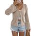 2026 Spring Summer Casual Solid Color Hollow Out Lace-Up Flared Sleeve Knitted Vacation Cardigan Cross-Border_ecoleips.com