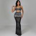 Women's Clothing Nightclub Party Mesh See Through Suspender Vest Long Skirt Two Piece Set_ecoleips.com
