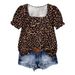 2025 Summer New Cross-Border Plus Size Women's Square Neck Printed Slimming Shirt T-Shirt Top, For Casual Gatherings And_ecoleips.com