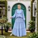 Women's Clothing Muslim Lace Ruffle Stitching Stand Collar Top Long Skirt Suit_ecoleips.com