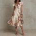 Elegant V-Neck Floral Wrap Dress – Satin A-Line Midi Dress With Ruffle Hem (S-Xxl) – Chic Summer Party Dress_ecoleips.com
