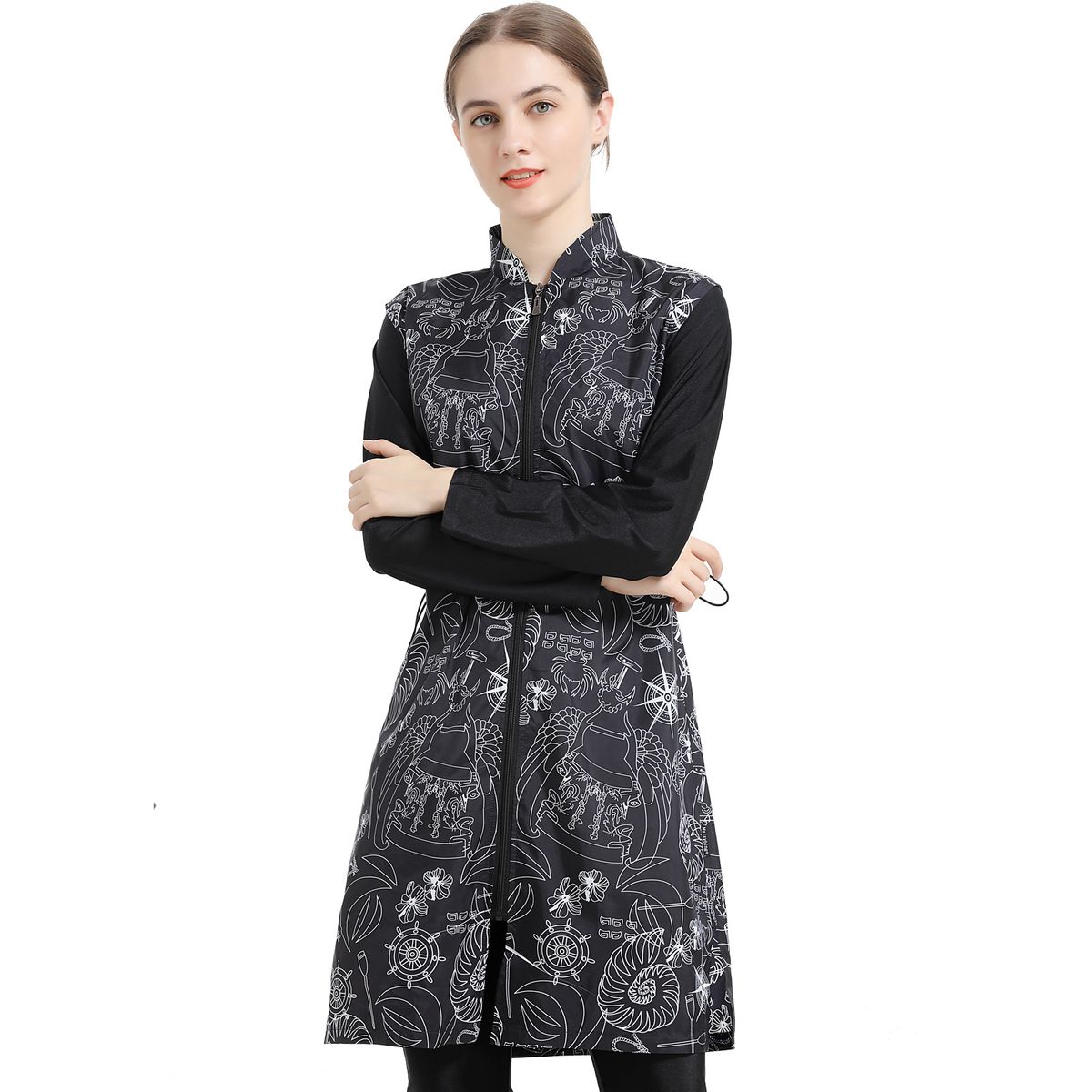 Verve 2025 Muslim Digital Print Swimsuit Hui Ethnic Conservative Three-Piece Sports Swimwear Set S012_ecoleips.com