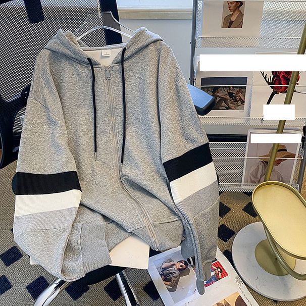 Women's Clothing 2023 new spring and autumn thin sweatshirt women's hooded top cardigan jacket zipper loose large size women's clothing _ecoleips.com