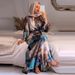 Women's Clothing Middle Eastern Temperament Dress Graffiti Arab Women's Fashion New Style Puff Sleeve Muslim_ecoleips.com