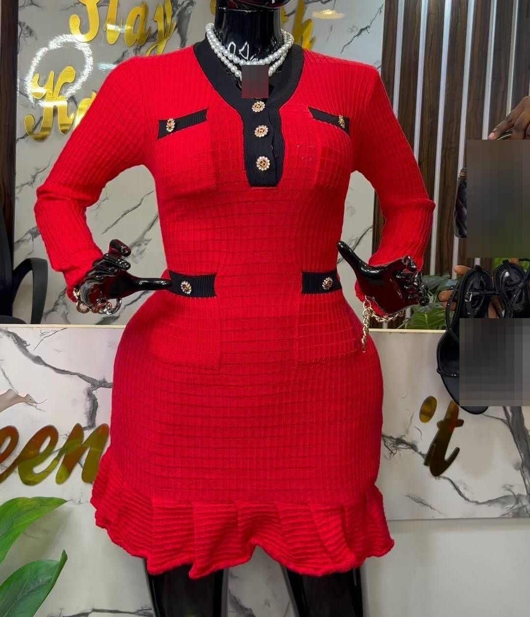 Women's Clothing Elegant Commuting Knitted Style Slim Dress_ecoleips.com