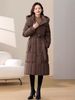 Women's Long Puffer Coat – Knee-Length Winter Jacket With Slim Fit, Quilted Detailing, Stand Collar(Red/Khaki/White/Black/Brown, M-XXL)_ecoleips.com