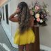 Women's Sweetheart Neckline Backless High Waist A-Line Mini Dress In Yellow_ecoleips.com
